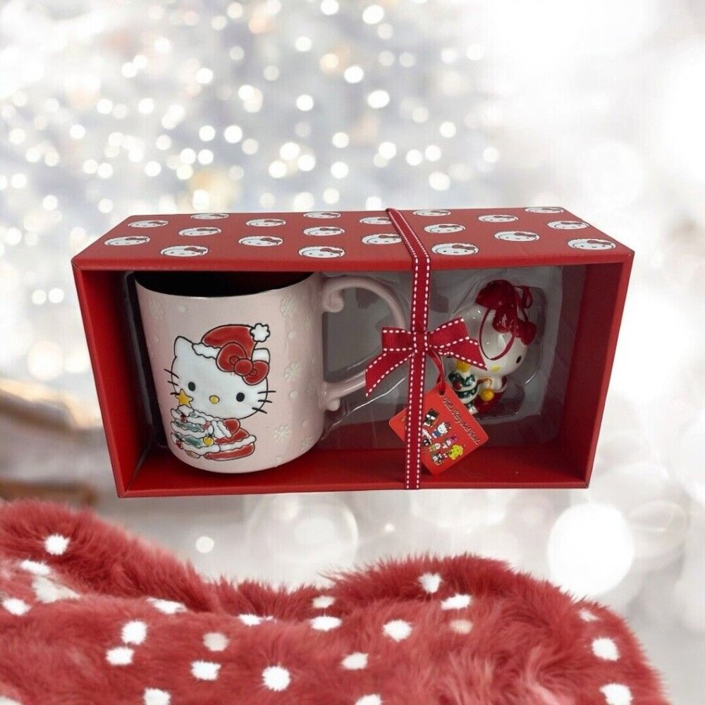 Hello Kitty Christmas Pink Mug And Ornament Set NEW Great Christmas Gift